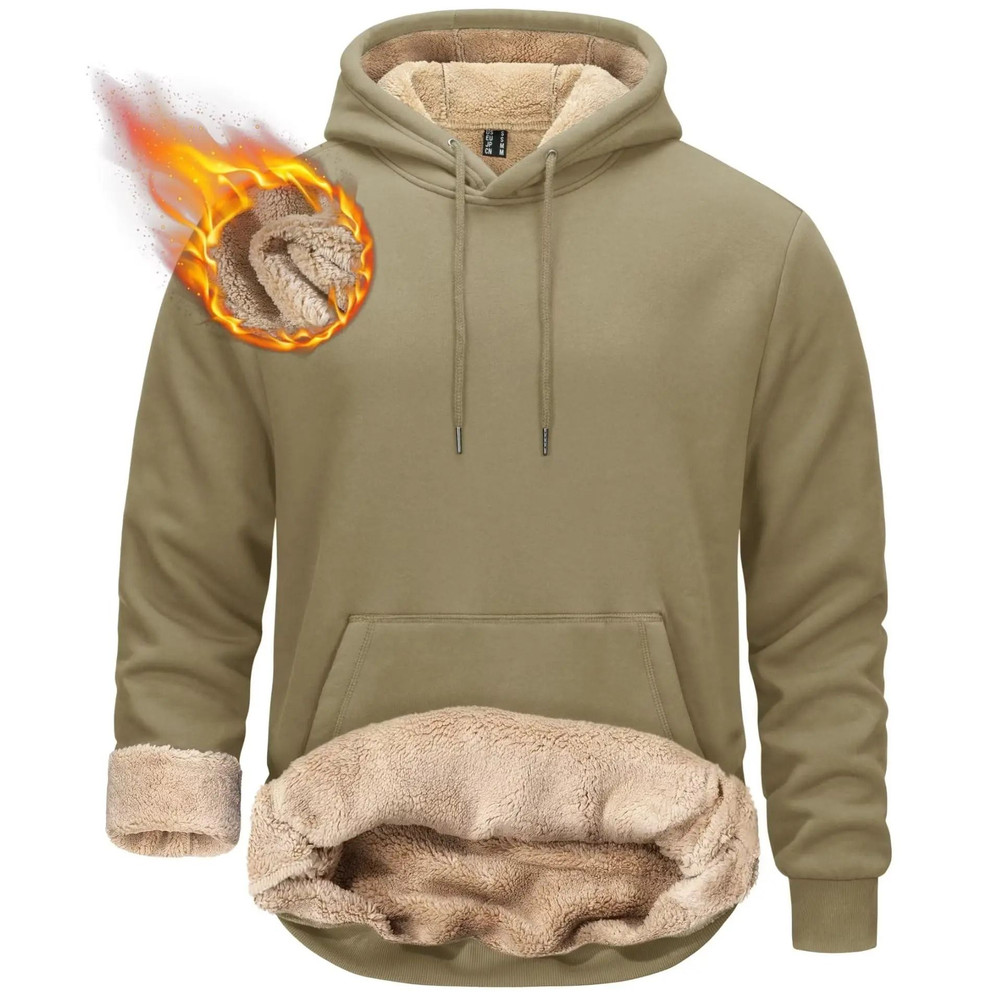 Mens Sherpa Lined Pullover Hoodie Fleece Sweatshirt 9