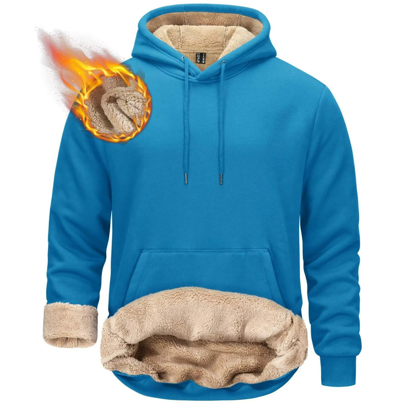 Mens Sherpa Lined Pullover Hoodie Fleece Sweatshirt 10