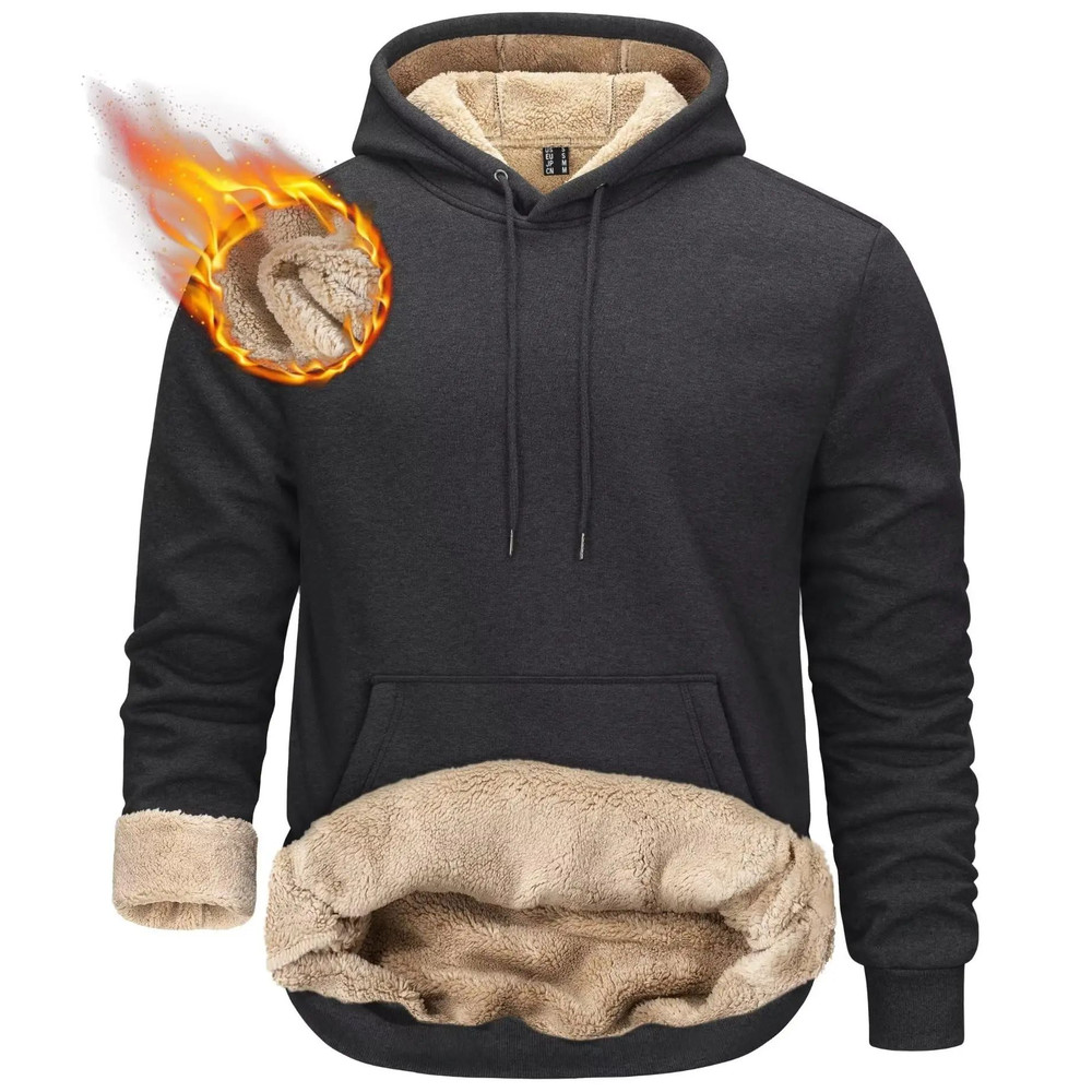 Mens Sherpa Lined Pullover Hoodie Fleece Sweatshirt 13