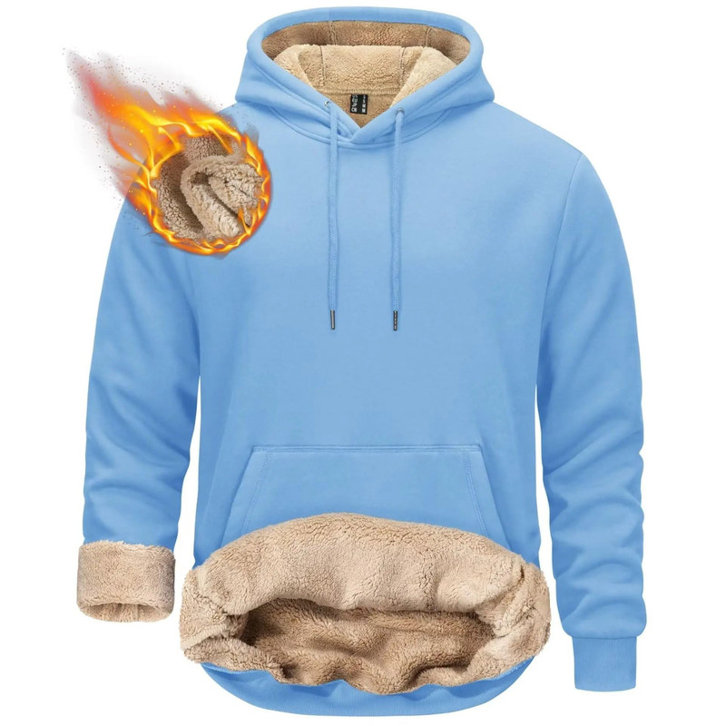 Mens Sherpa Lined Pullover Hoodie Fleece Sweatshirt 15