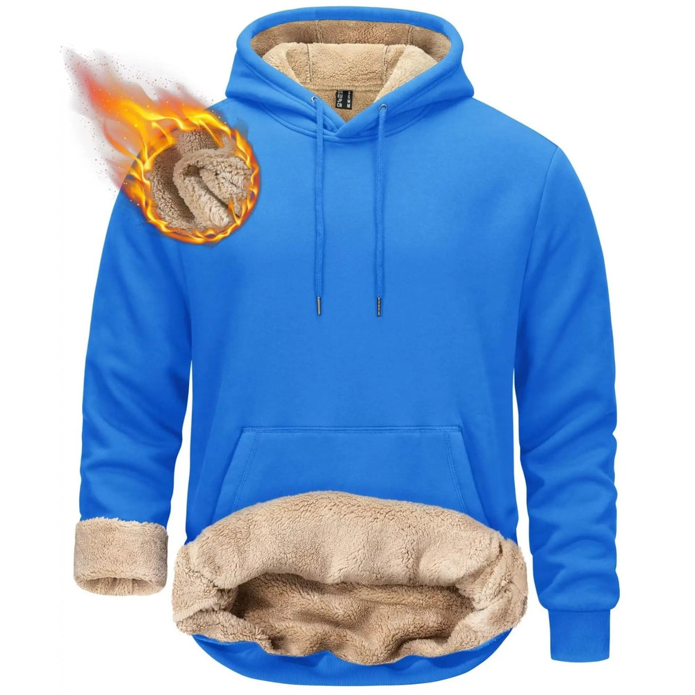 Mens Sherpa Lined Pullover Hoodie Fleece Sweatshirt 16