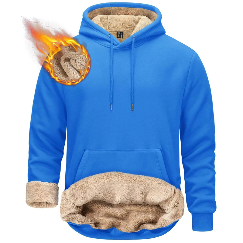 Mens Sherpa Lined Pullover Hoodie Fleece Sweatshirt 16