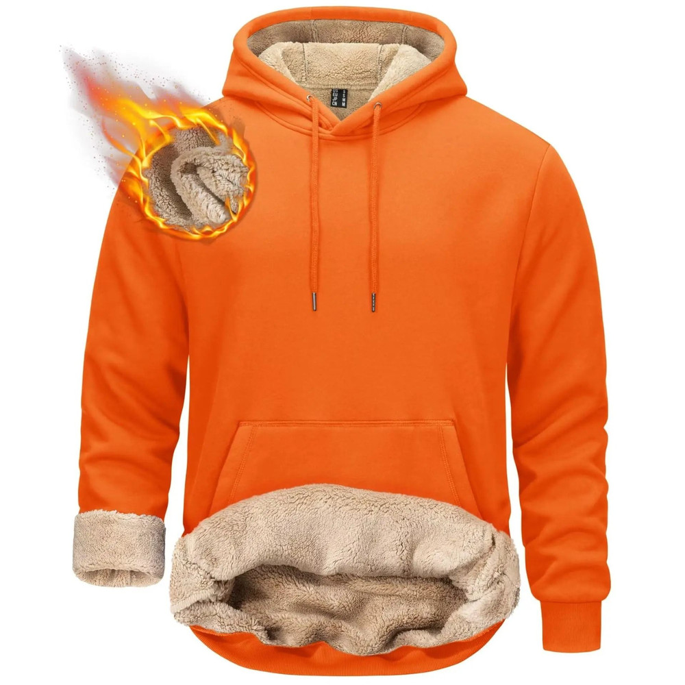 Mens Sherpa Lined Pullover Hoodie Fleece Sweatshirt 18