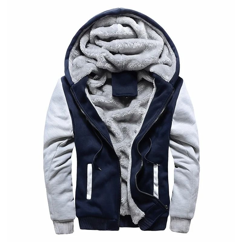 Mens Thick Warm Fleece Zipper Hoodie Jacket Plus Size Sportwear Coat 11