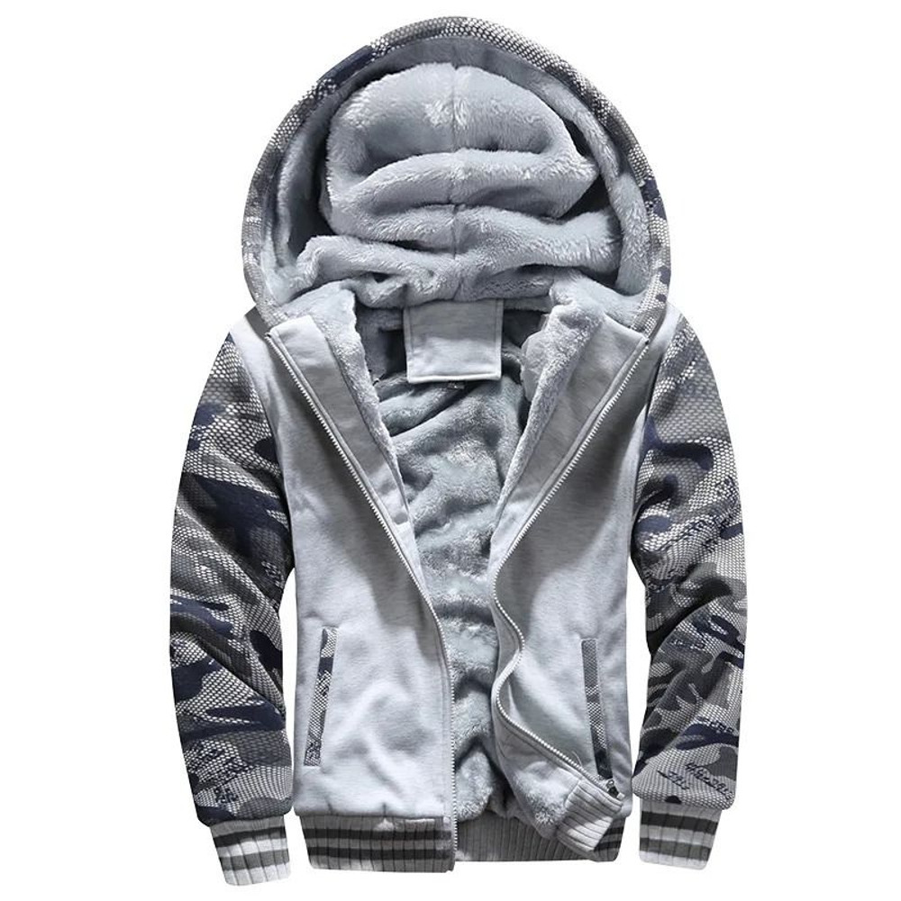 Mens Thick Warm Fleece Zipper Hoodie Jacket Plus Size Sportwear Coat 15