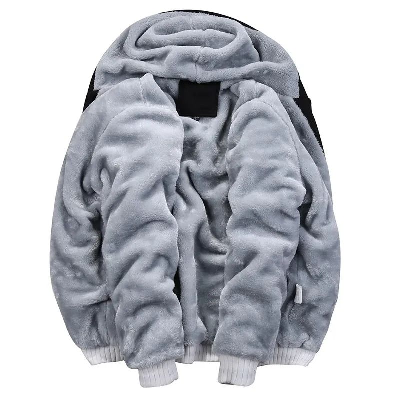 Mens Thick Warm Fleece Zipper Hoodie Jacket Plus Size Sportwear Coat 3
