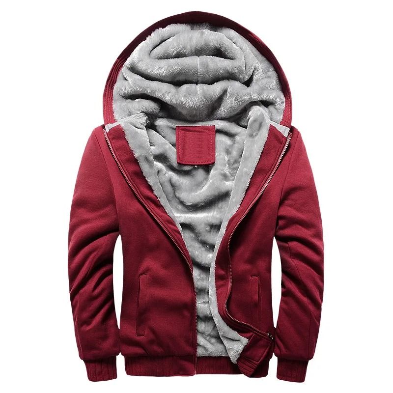 Mens Thick Warm Fleece Zipper Hoodie Jacket Plus Size Sportwear Coat 5