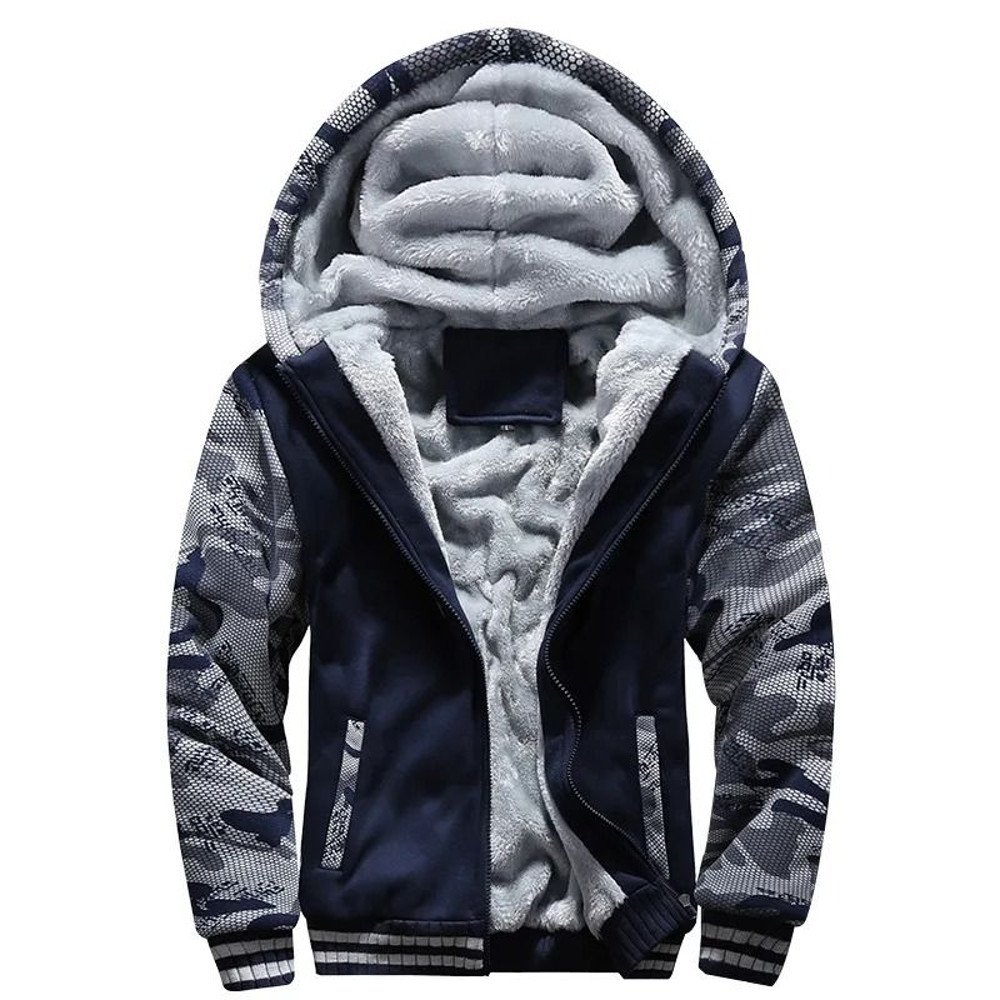 Mens Thick Warm Fleece Zipper Hoodie Jacket Plus Size Sportwear Coat 6