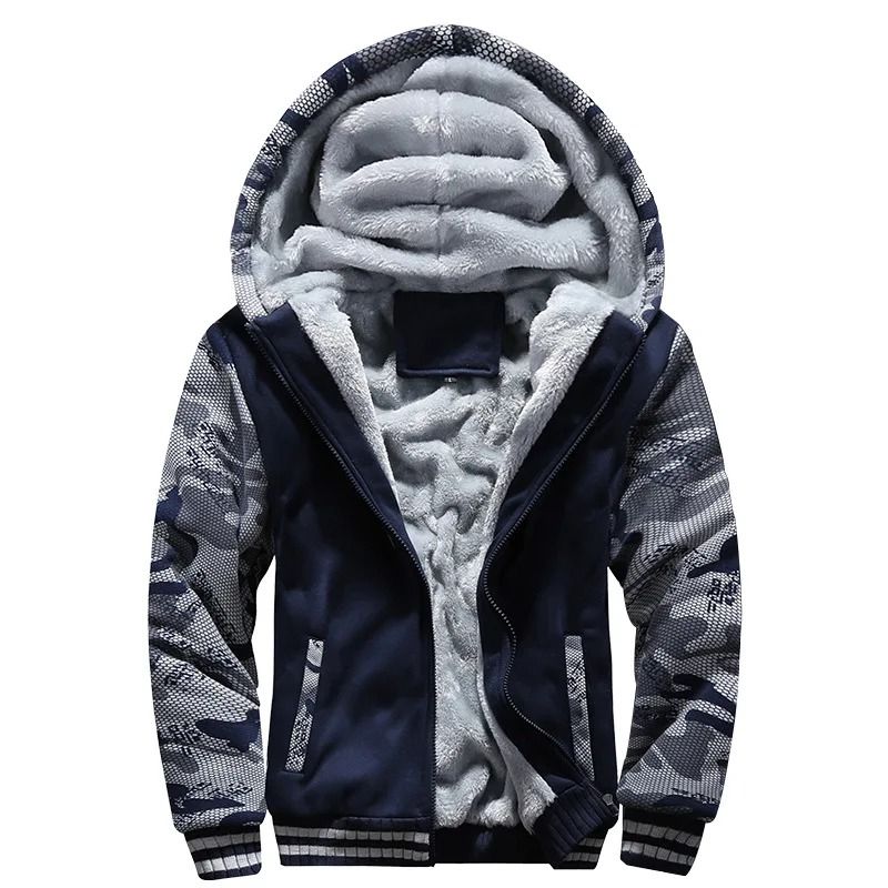 Mens Thick Warm Fleece Zipper Hoodie Jacket Plus Size Sportwear Coat 6