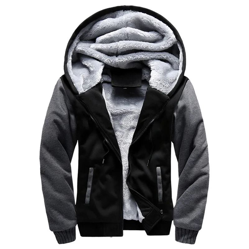 Mens Thick Warm Fleece Zipper Hoodie Jacket Plus Size Sportwear Coat 7