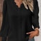 Womens Lace Stitch Pullover Chiffon V Neck Long Sleeve Blouse 2