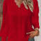 Womens Lace Stitch Pullover Chiffon V Neck Long Sleeve Blouse 5