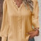 Womens Lace Stitch Pullover Chiffon V Neck Long Sleeve Blouse 12