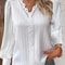 Womens Lace Stitch Pullover Chiffon V Neck Long Sleeve Blouse 6