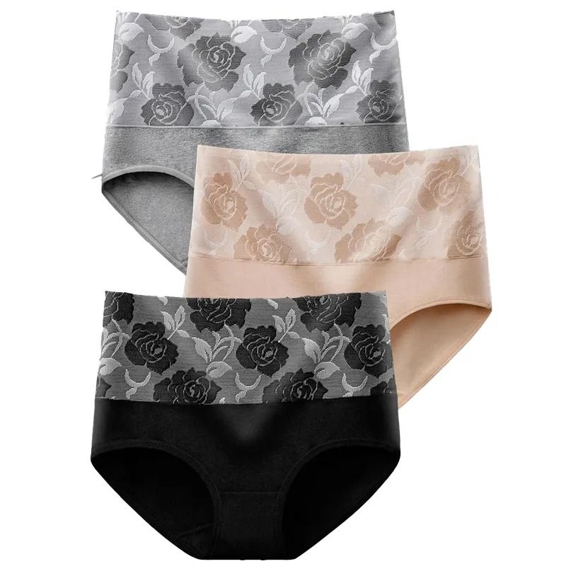 Womens Plus Size High Waist Cotton Panties 3 Pack M To 5XL 8