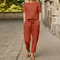 Womens Cotton Linen Matching Suit Lightweight Wide Leg Pants And Tie Waist Top 7