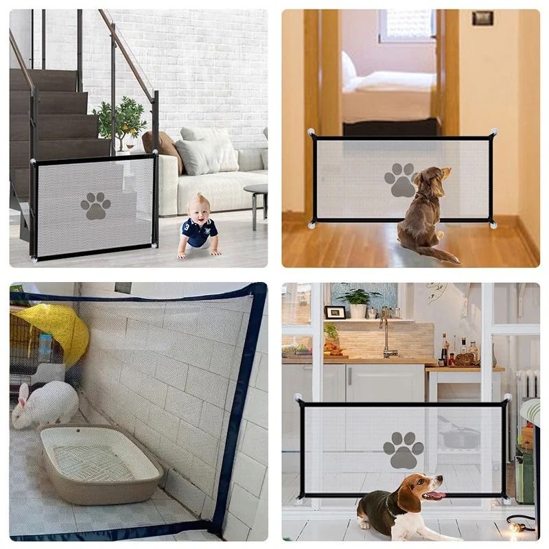 Portable Folding Mesh Pet Barrier For Dogs And Cats Breathable Safety Gate 4