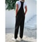 Plus Size Casual Summer Women Loose Sleeveless Strap Wide Leg Jumpsuit With Pockets 2