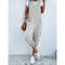 Plus Size Casual Summer Women Loose Sleeveless Strap Wide Leg Jumpsuit With Pockets 6