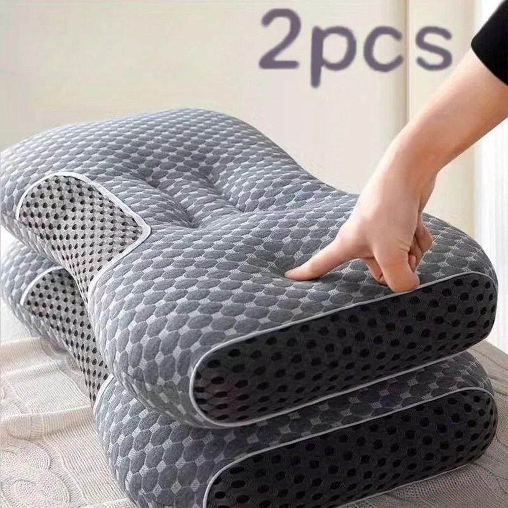 Knitted Neck Protection Sleep Pillow With Moisture Absorbing Core 7