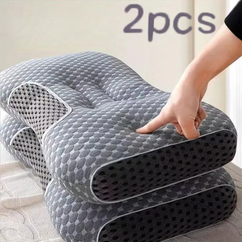 Knitted Neck Protection Sleep Pillow With Moisture Absorbing Core 7