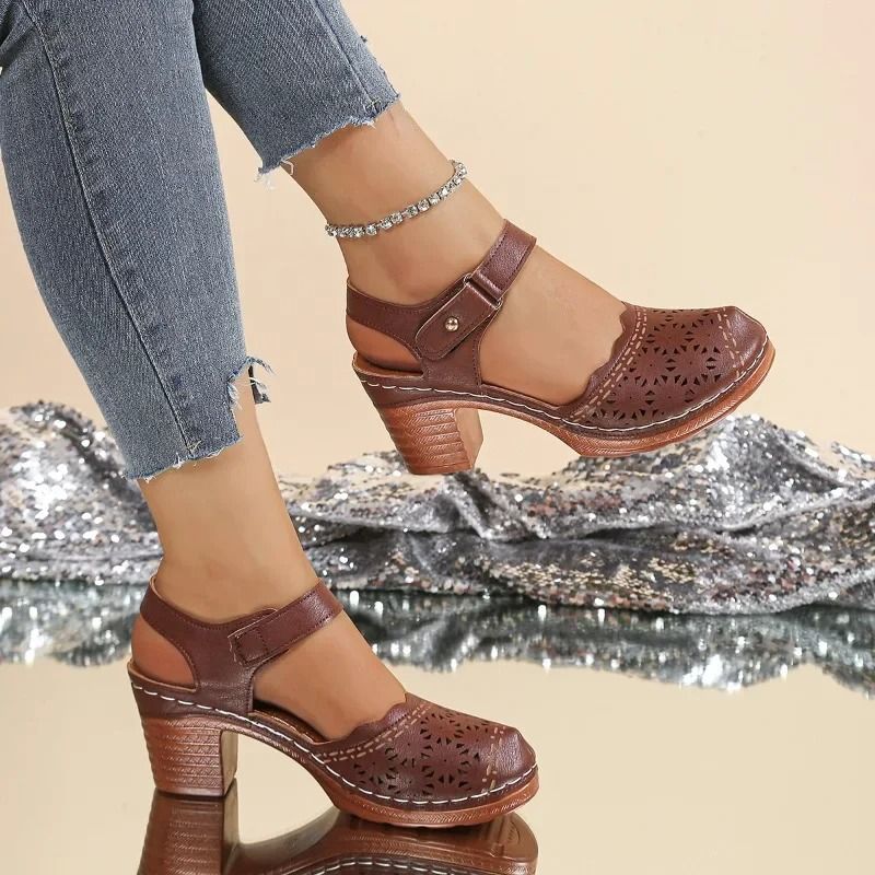 Closed Toe Hollow Out Plus Size Sandals With Heel 2025 1