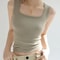 Women Solid U Neck Ribbed Tank Top Camisole Summer Basic Elastic 0
