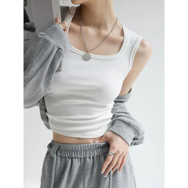 Women Solid U Neck Ribbed Tank Top Camisole Summer Basic Elastic 1