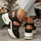 2025 Summer Closed Toe Women Platform Sandals Hollow Wedge Plus Size Casual 3