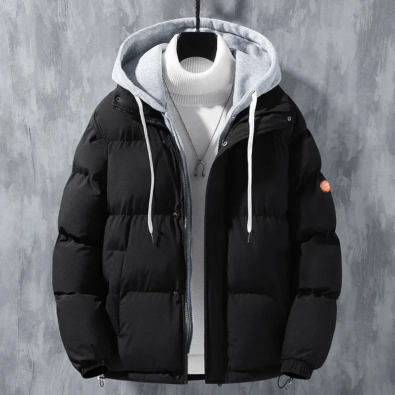 Winter Loose Fit Cotton Puffer Jacket For Men With Hood 1