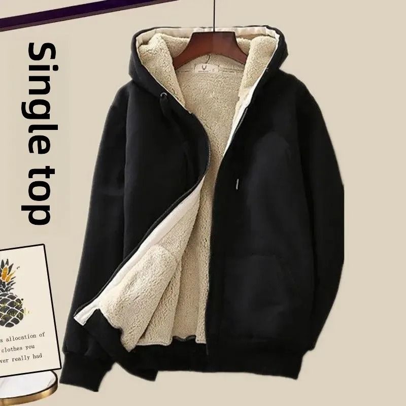 Plus Size Womens Fleece Lined Thickened Sportsuit Loose Fit 2 Piece Set 11