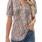 Women V Neck Puff Pleated Summer Tunic Blouse Casual Work Top 0