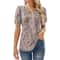 Women V Neck Puff Pleated Summer Tunic Blouse Casual Work Top 6