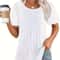 Women V Neck Puff Pleated Summer Tunic Blouse Casual Work Top 8