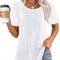 Women V Neck Puff Pleated Summer Tunic Blouse Casual Work Top 8