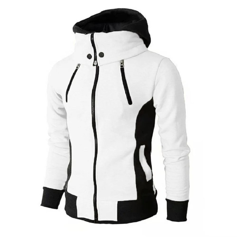 Men Slim Fit Fleece Bomber Jacket With Scarf Collar And Hood 0