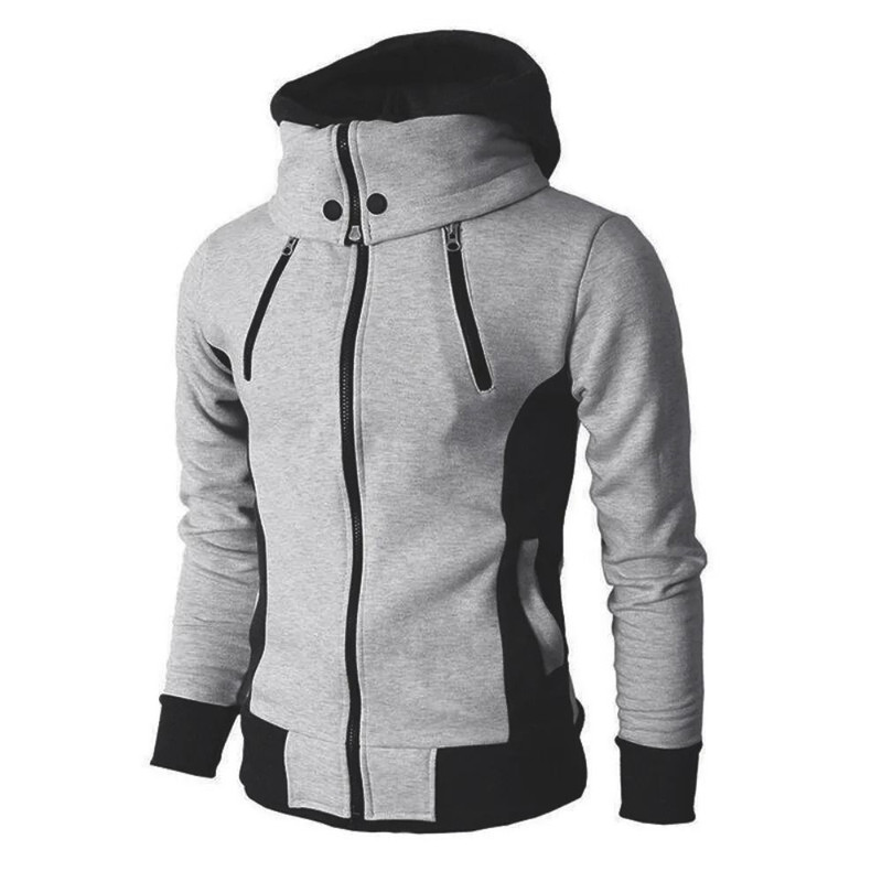Men Slim Fit Fleece Bomber Jacket With Scarf Collar And Hood 2