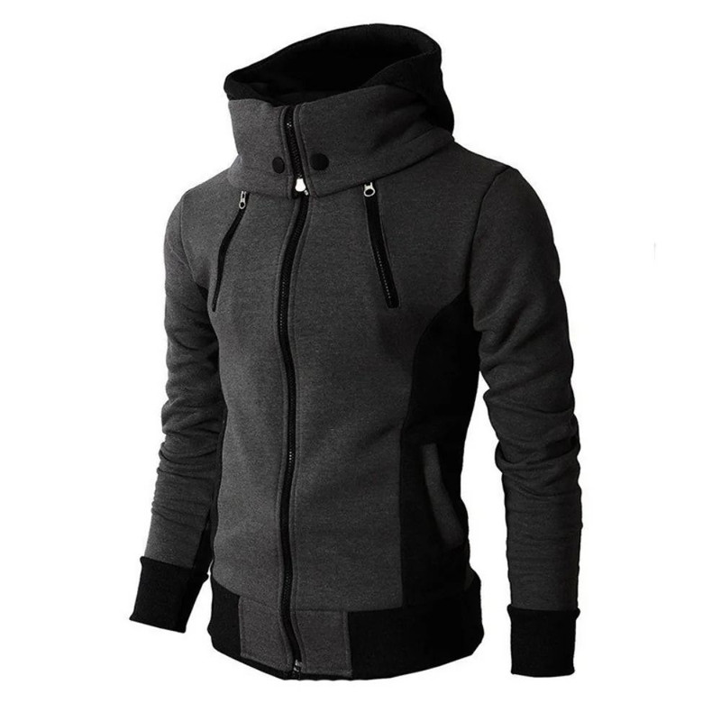 Men Slim Fit Fleece Bomber Jacket With Scarf Collar And Hood 3