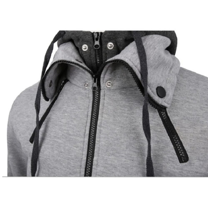 Men Slim Fit Fleece Bomber Jacket With Scarf Collar And Hood 4