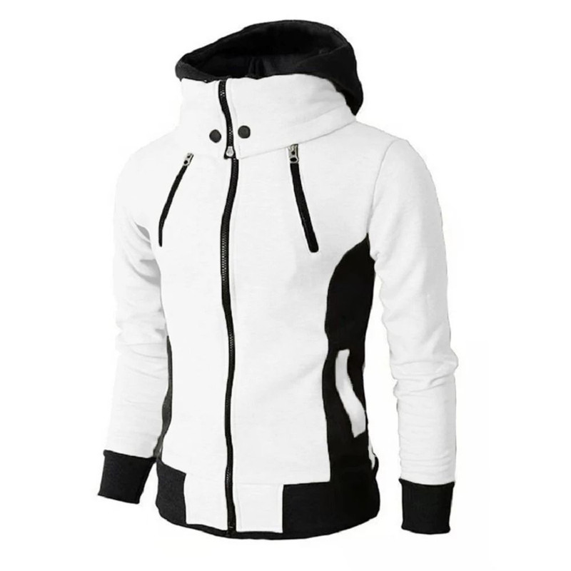 Men Slim Fit Fleece Bomber Jacket With Scarf Collar And Hood 8