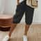 Womens Cotton Linen Elastic Waist Loose Casual Shorts 7