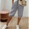 Womens Cotton Linen Elastic Waist Loose Casual Shorts 13