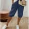 Womens Cotton Linen Elastic Waist Loose Casual Shorts 14