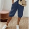 Womens Cotton Linen Elastic Waist Loose Casual Shorts 14