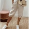 Womens Cotton Linen Elastic Waist Loose Casual Shorts 15