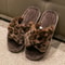 Mens Leopard Print Slide Slippers Breathable Open Toe House Shoes With Non Slip Soft Sole 1