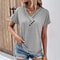 Womens Oversized V Neck Short Sleeve Solid Cotton Linen Tee 8