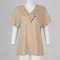 Womens Oversized V Neck Short Sleeve Solid Cotton Linen Tee 4
