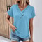 Womens Oversized V Neck Short Sleeve Solid Cotton Linen Tee 7