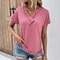 Womens Oversized V Neck Short Sleeve Solid Cotton Linen Tee 10